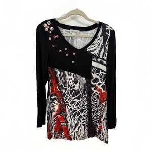 Anis A Women's Top Blouse Long Sleeve Colorful Size Small